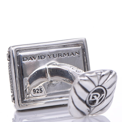 David Yurman Sterling Silver Black Diamond Chevron Cufflinks 5 of 14