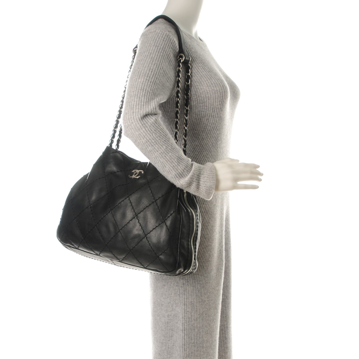 Lambskin Expandable Tote Black