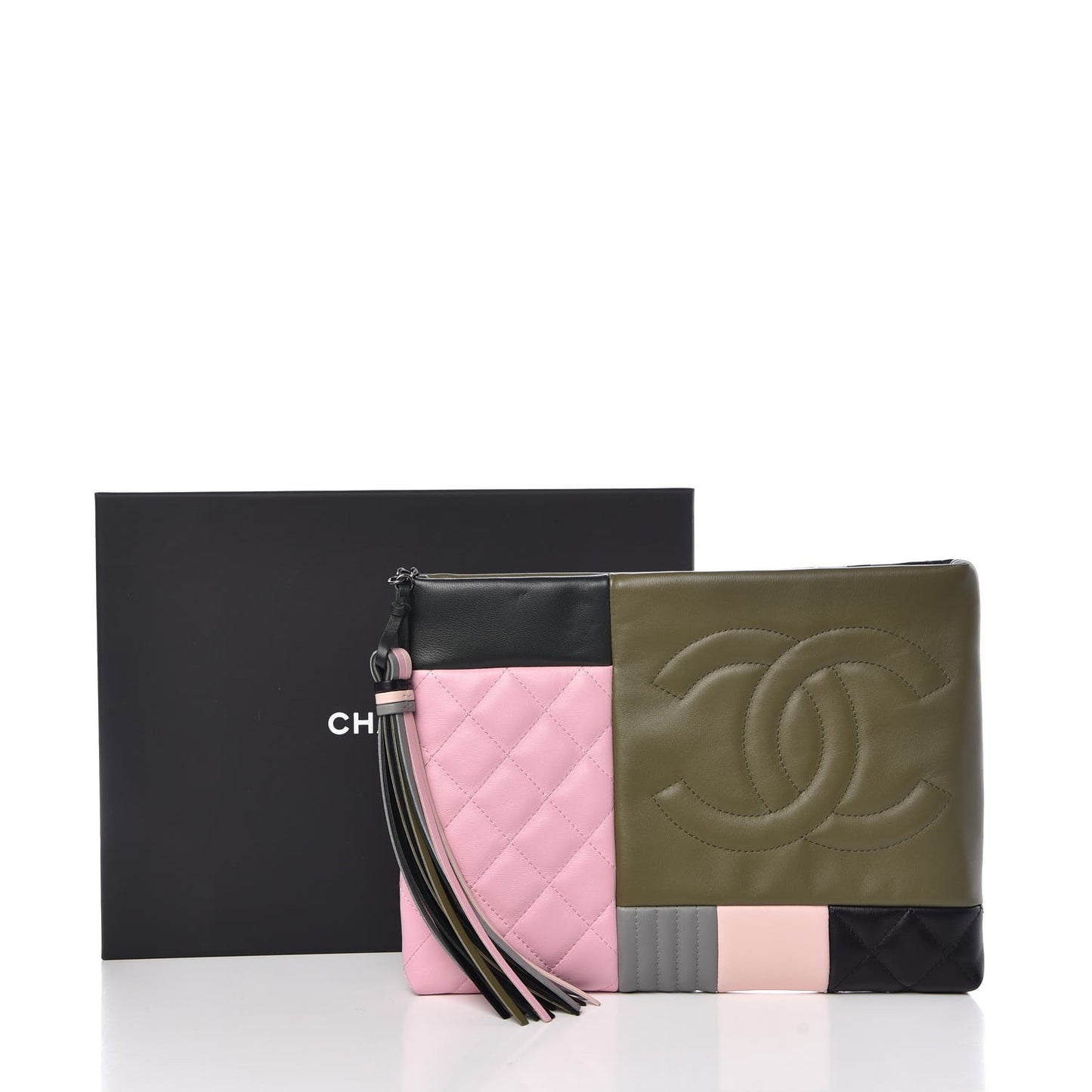 Lambskin Patchwork Medium Cosmetic Case Multicolor