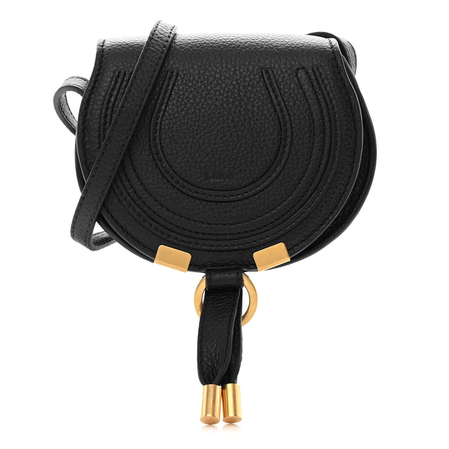 Calfskin Nano Marcie Saddle Bag Black