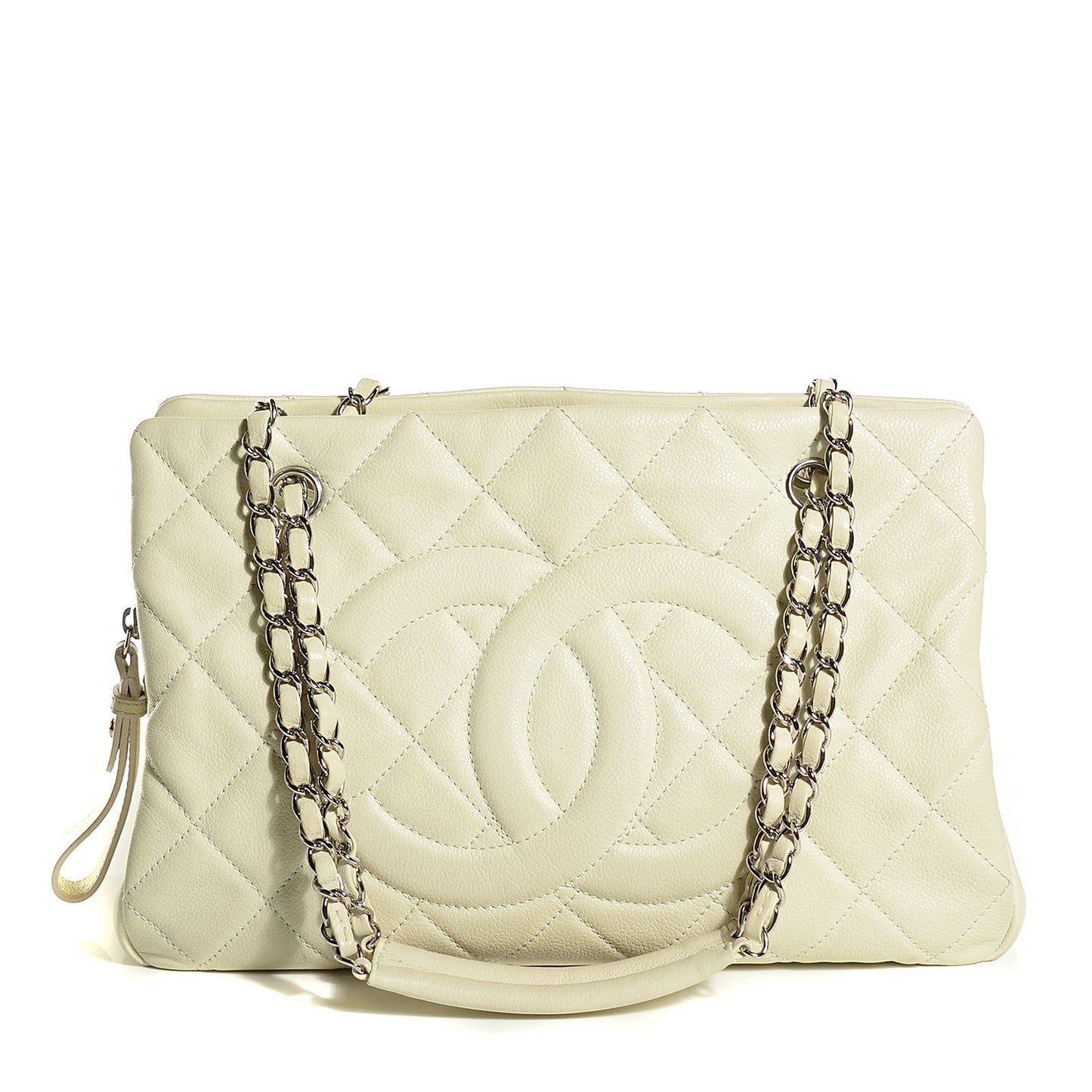 Caviar Quilted Timeless CC Shopping Tote White