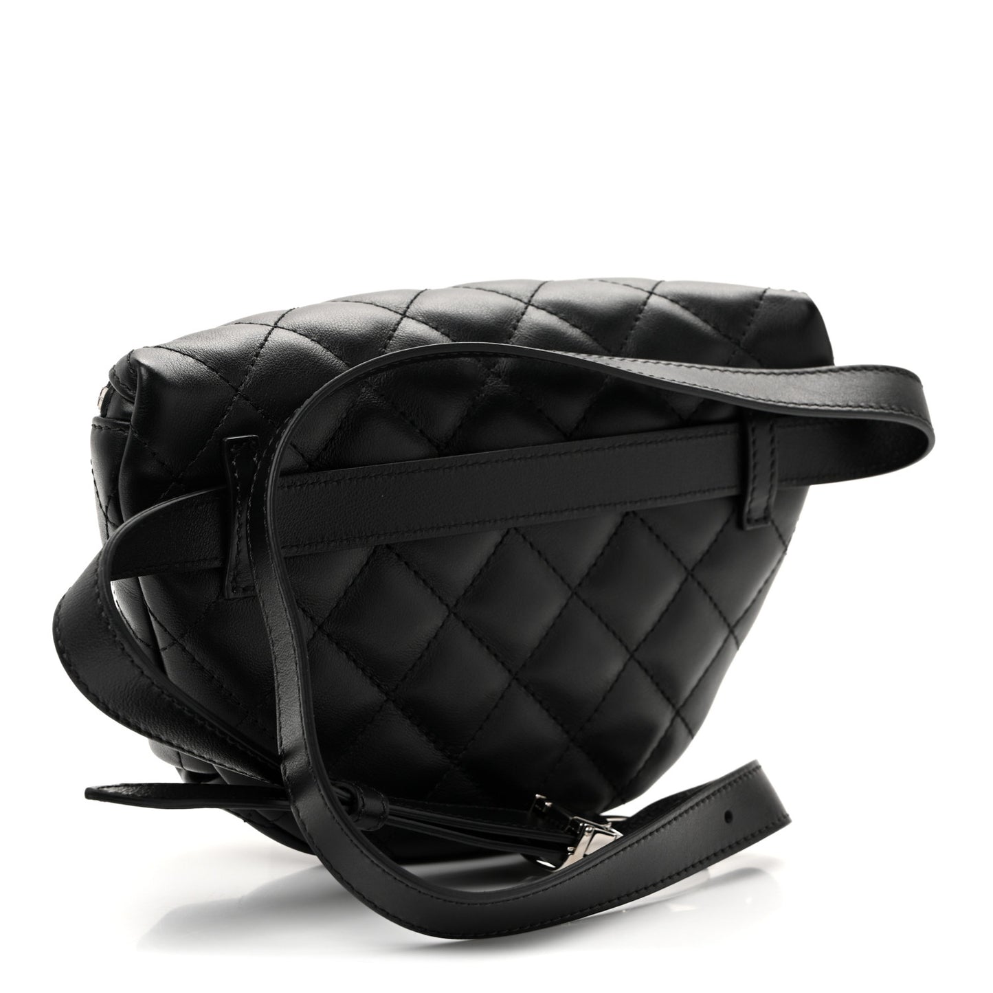 Calfskin Quilted Uniform Waist Belt Bag Black