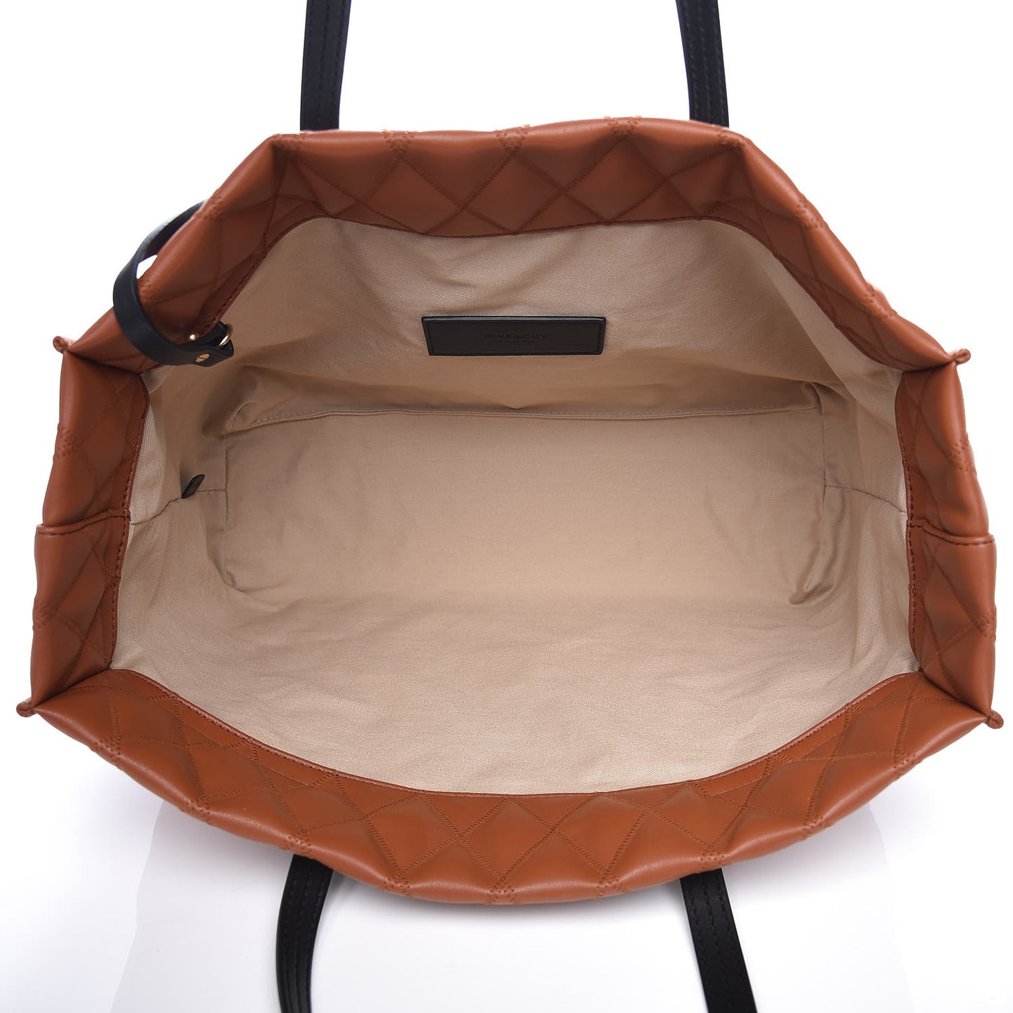 Rubber Effect Canvas Quilted Duo Shopper Tote Chestnut