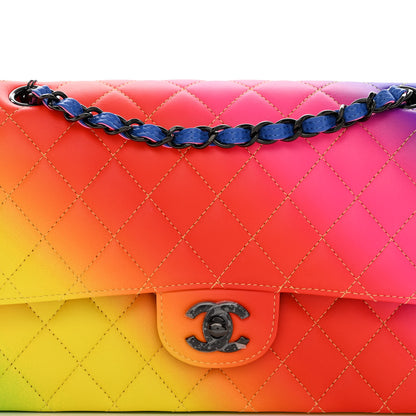 Chanel Calfskin Quilted Medium Rainbow Double Flap Multicolor 8 of 11