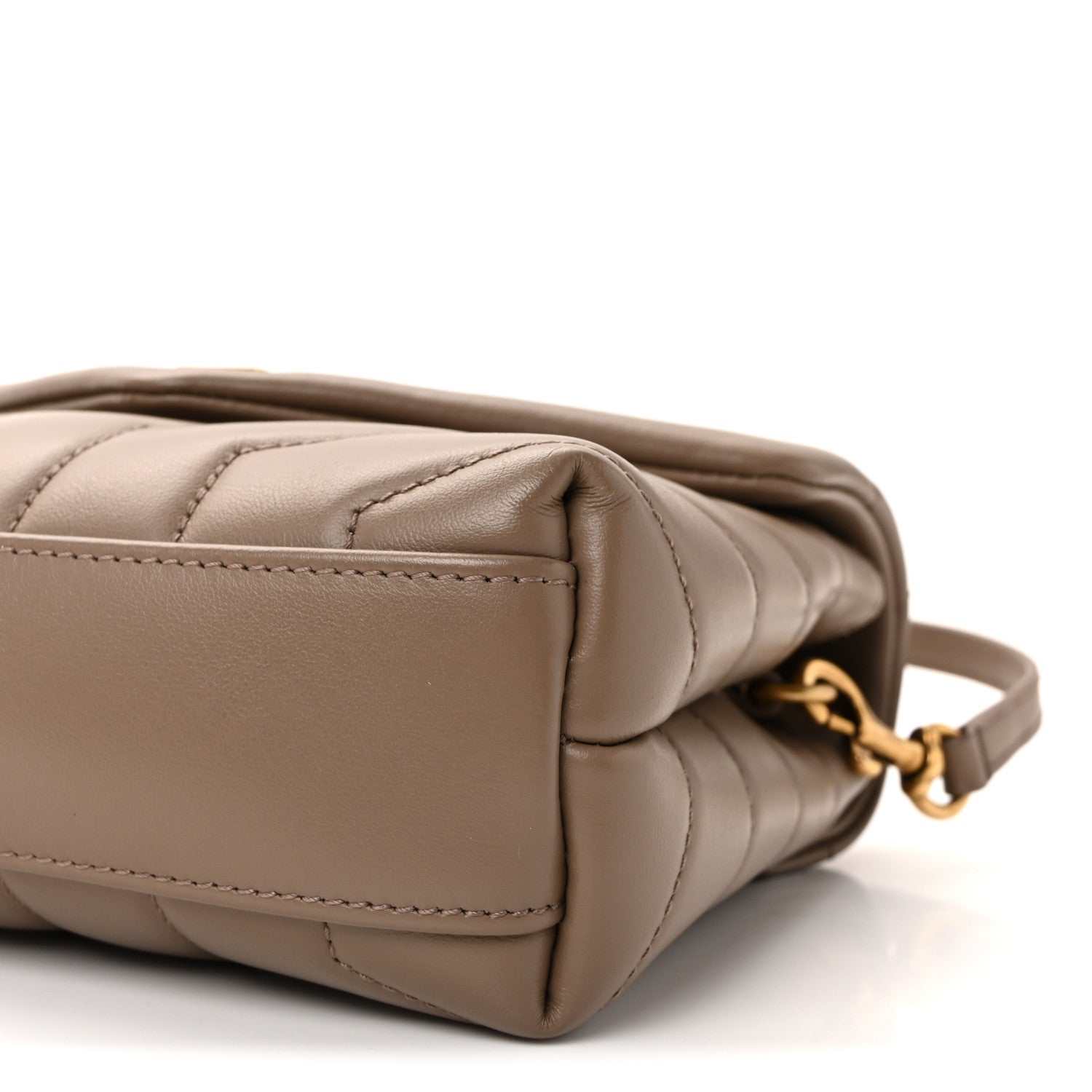 Saint Laurent Calfskin Y Quilted Monogram Toy Loulou Crossbody Bag Dark Beige 9 of 10