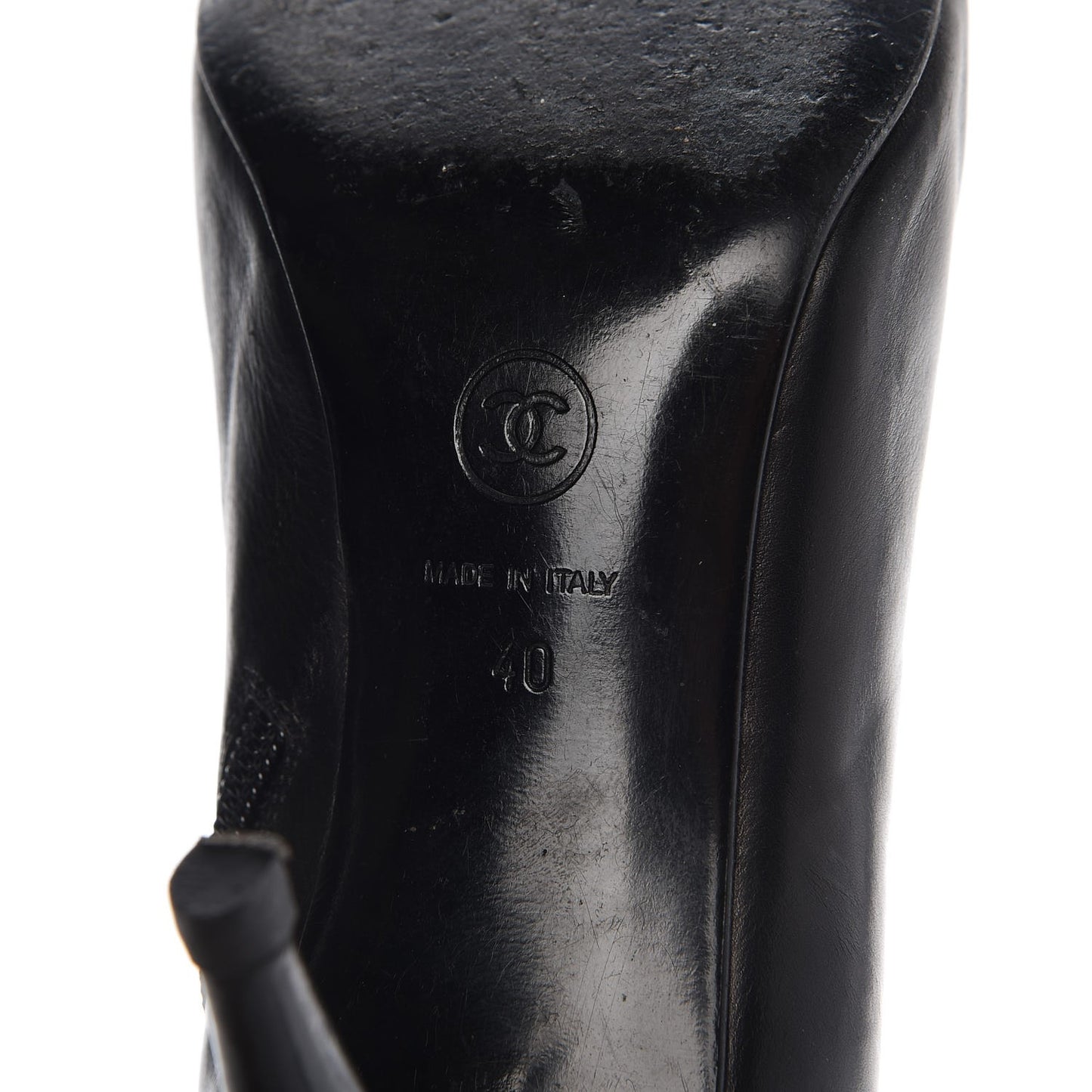 Calfskin CC Cap Toe Ankle Boots 40 Black Silver