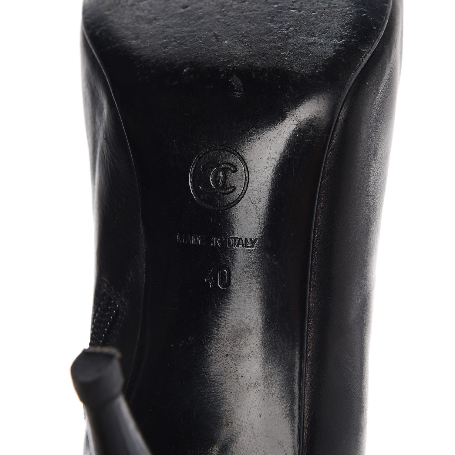 Chanel Calfskin CC Cap Toe Ankle Boots 40 Black Silver 8 of 10