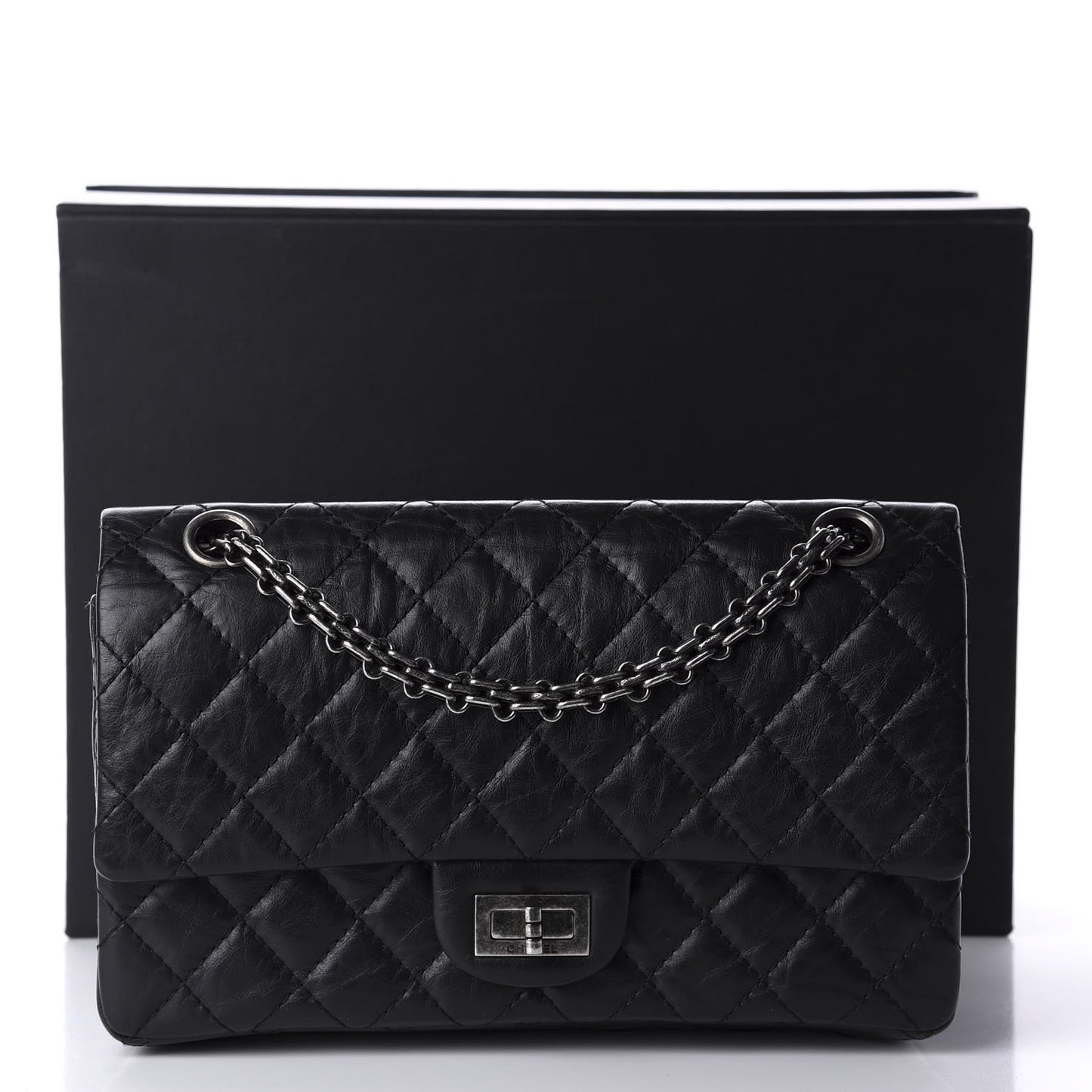 Aged Calfskin Quilted 2.55 Reissue 225 Flap Black