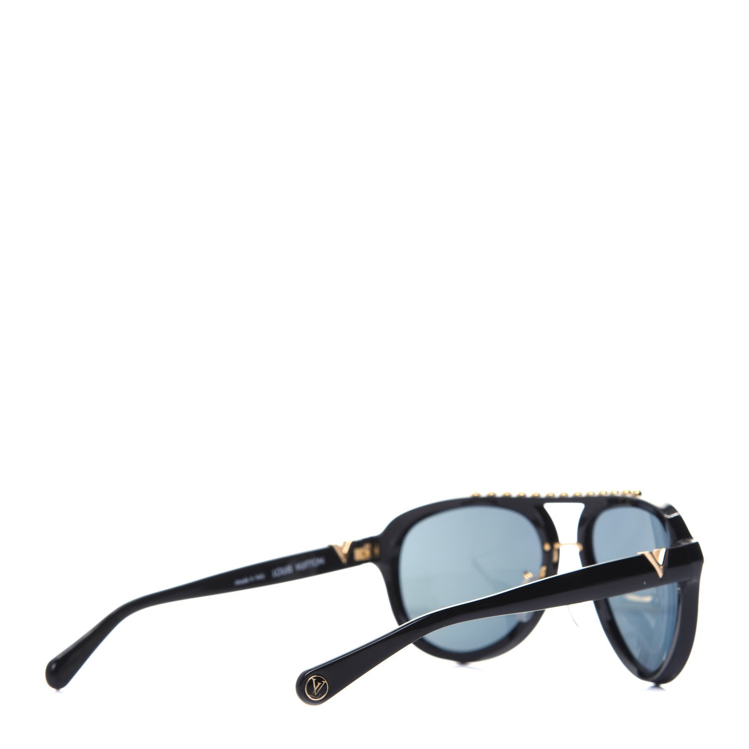 Louis Vuitton Acetate Aviator Serpico Studded Sunglasses Z2357E Black 4 of 8