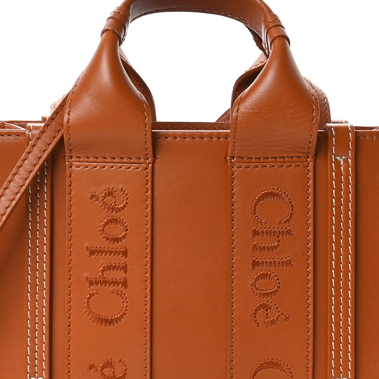 Chloe Calfskin Mini Woody Ribbon Tote Caramel 8 of 11