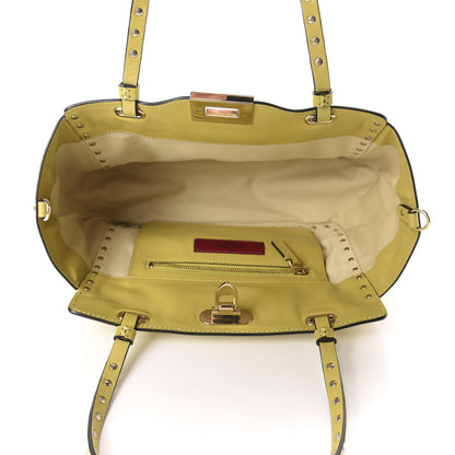 Valentino Garavani Vitello Small Rockstud Tote Yellow 5 of 9