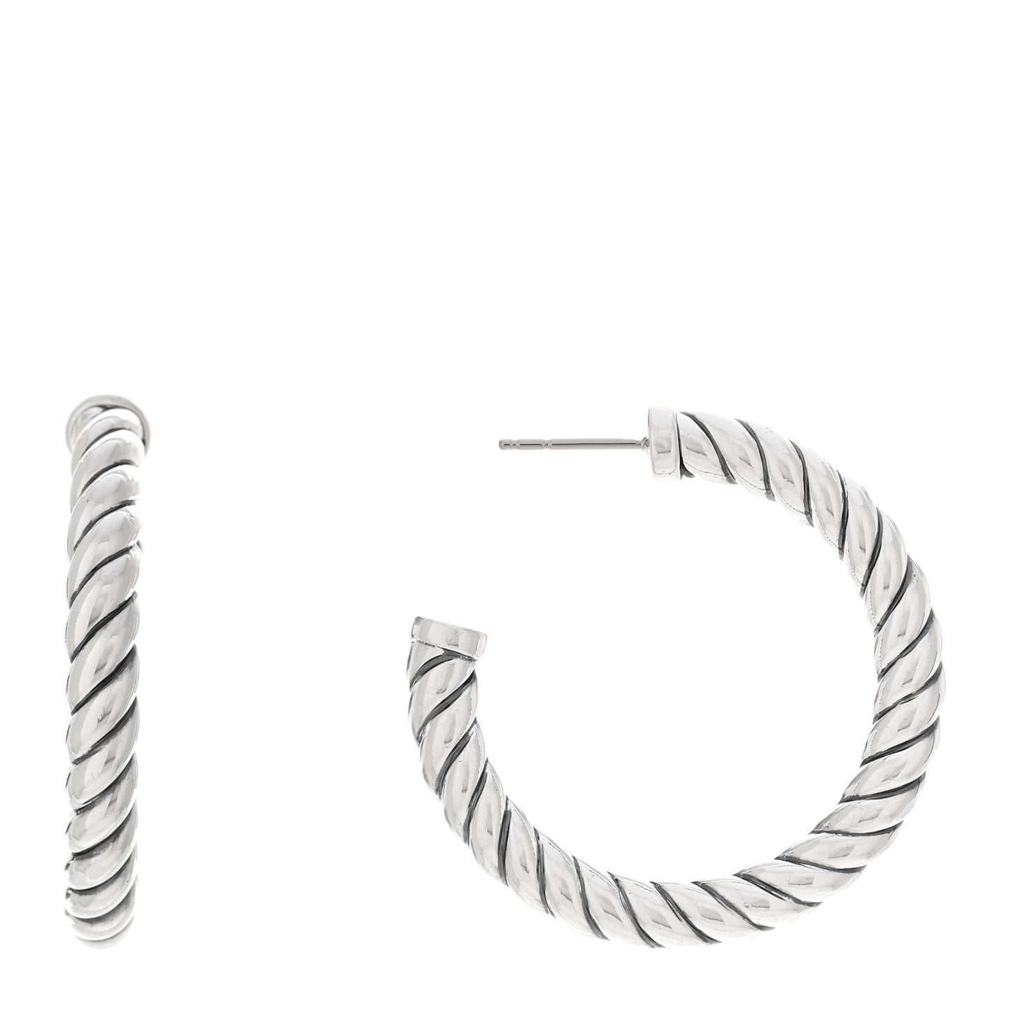 Sterling Silver Sculpted Cable Hoop Earrings