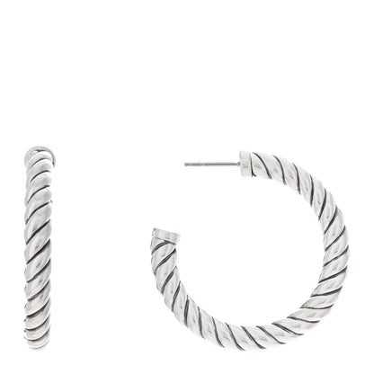 David Yurman Sterling Silver Sculpted Cable Hoop Earrings 1 of 5