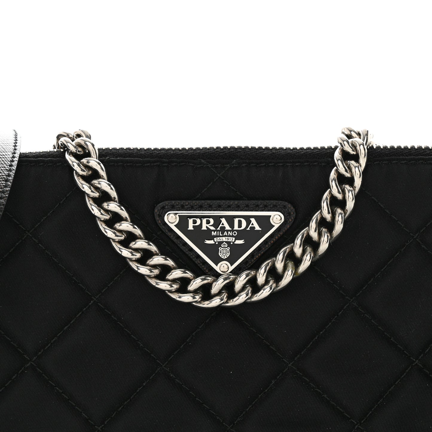 Nylon Tessuto Impuntu Quilted Crossbody Bag Black