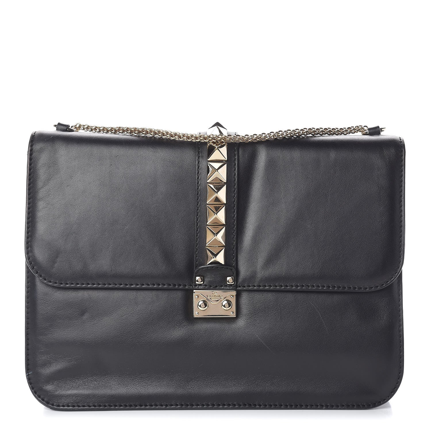 Valentino Garavani Vitello Extra Large Glam Lock Rockstud Flap Black 1 of 24