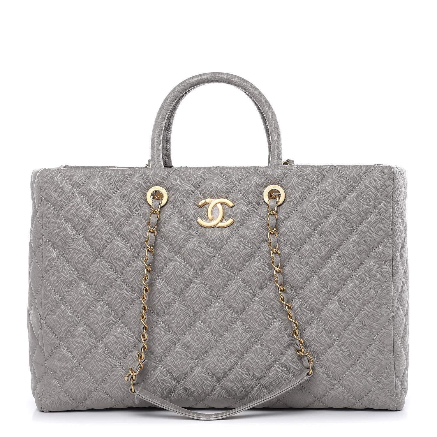 Chanel Caviar Quilted Large Coco Handle Shopping Tote Grey 1 of 11