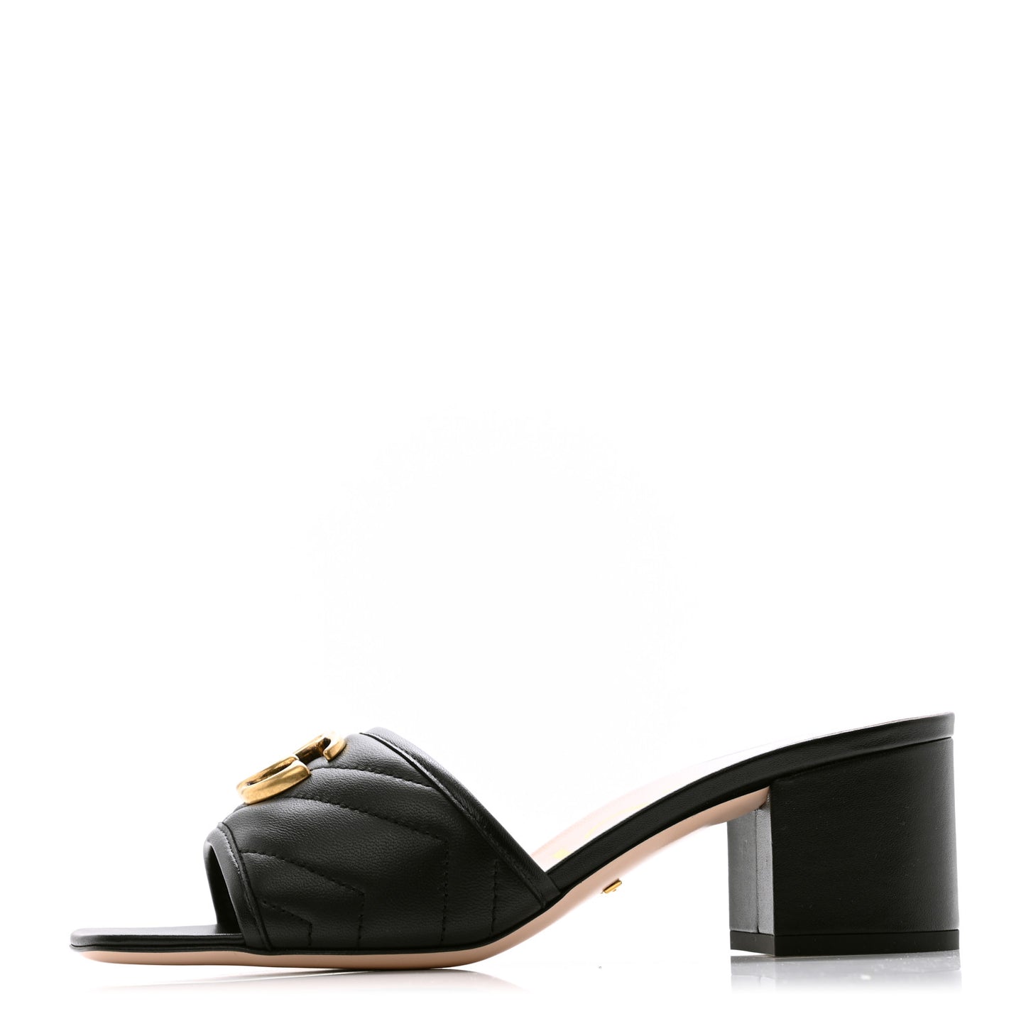 Nappa Matelasse GG Marmont 55mm Slide Sandals 37.5 Black