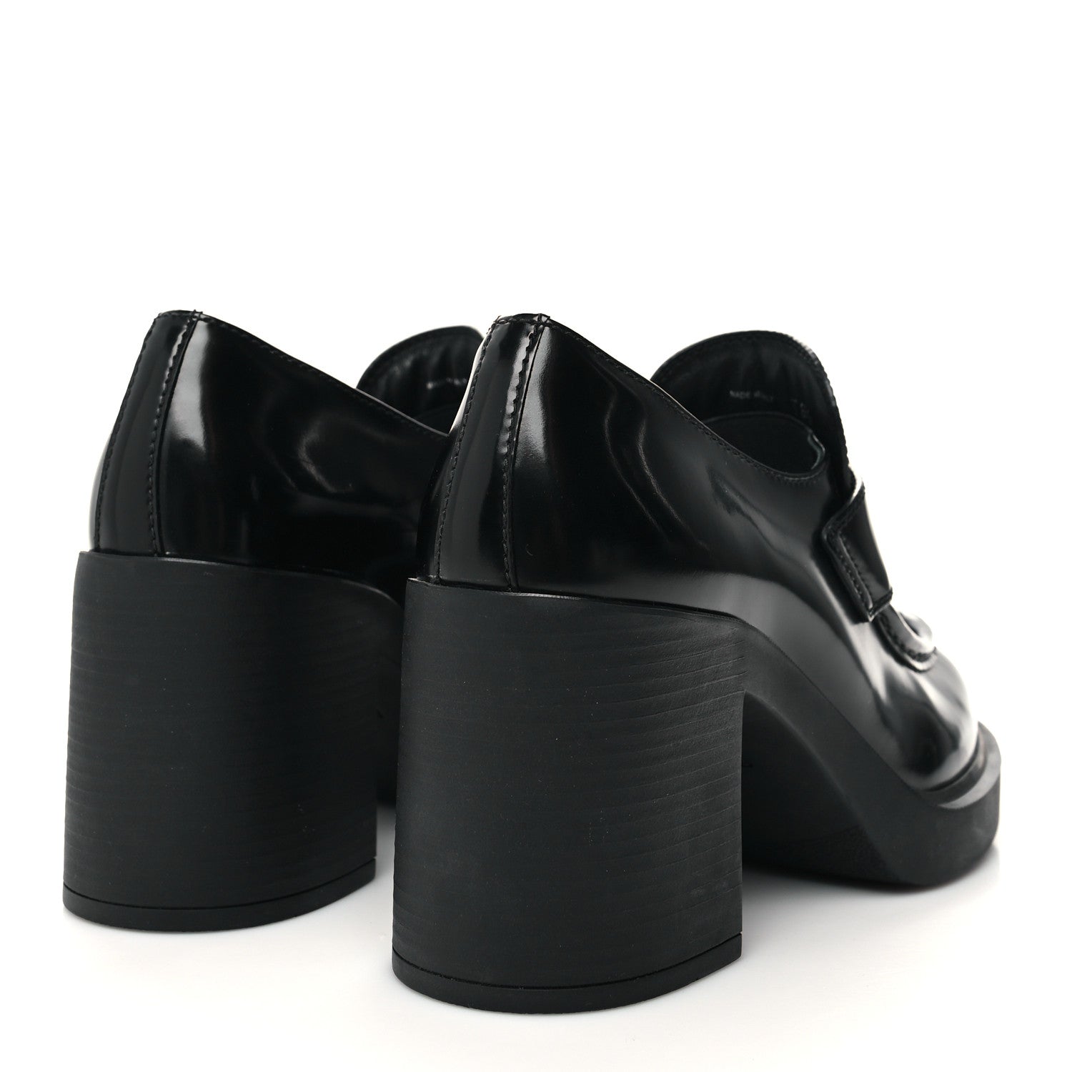 Prada Spazzolato Metal Triangle Logo 85mm Loafers 38.5 Black 4 of 9