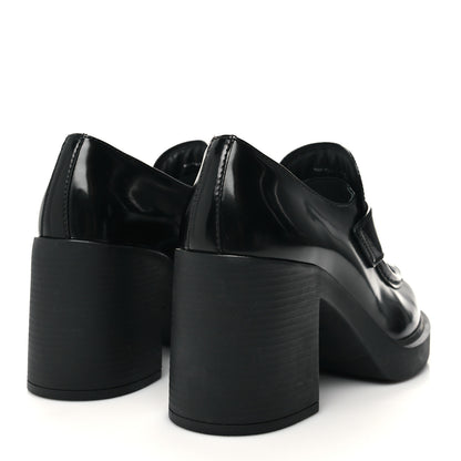 Prada Spazzolato Metal Triangle Logo 85mm Loafers 38.5 Black 4 of 9