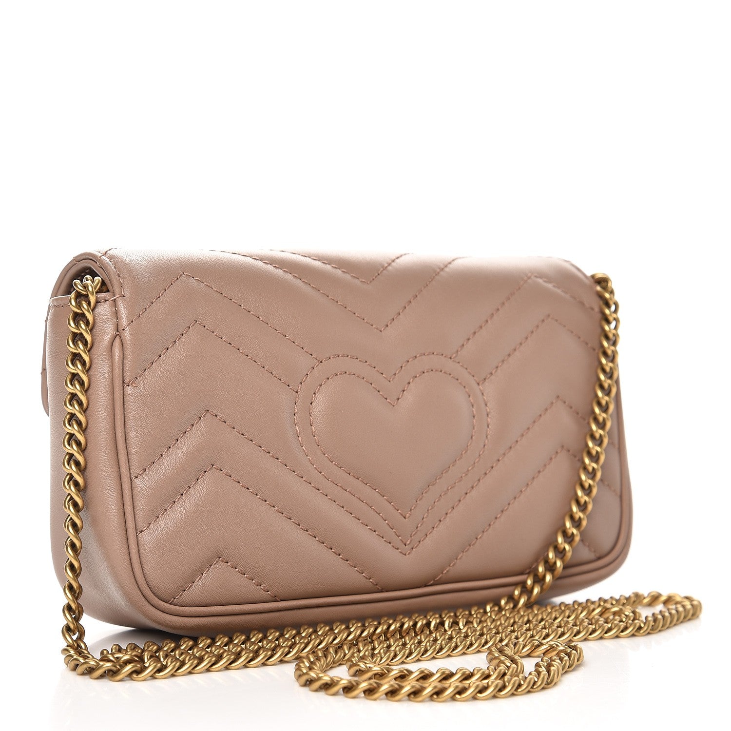 Gucci Calfskin Matelasse Super Mini GG Marmont Shoulder Bag Porcelain Rose 3 of 7