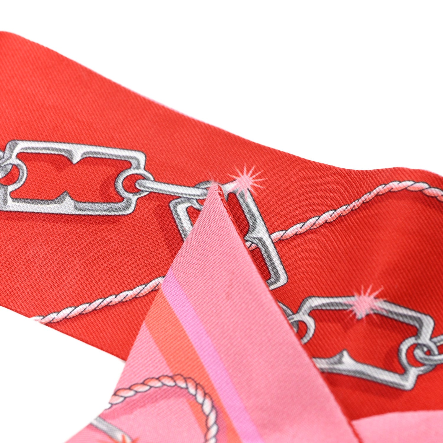Hermes Silk C'est la Fete Twilly Rose Bonbon Orange 4 of 4