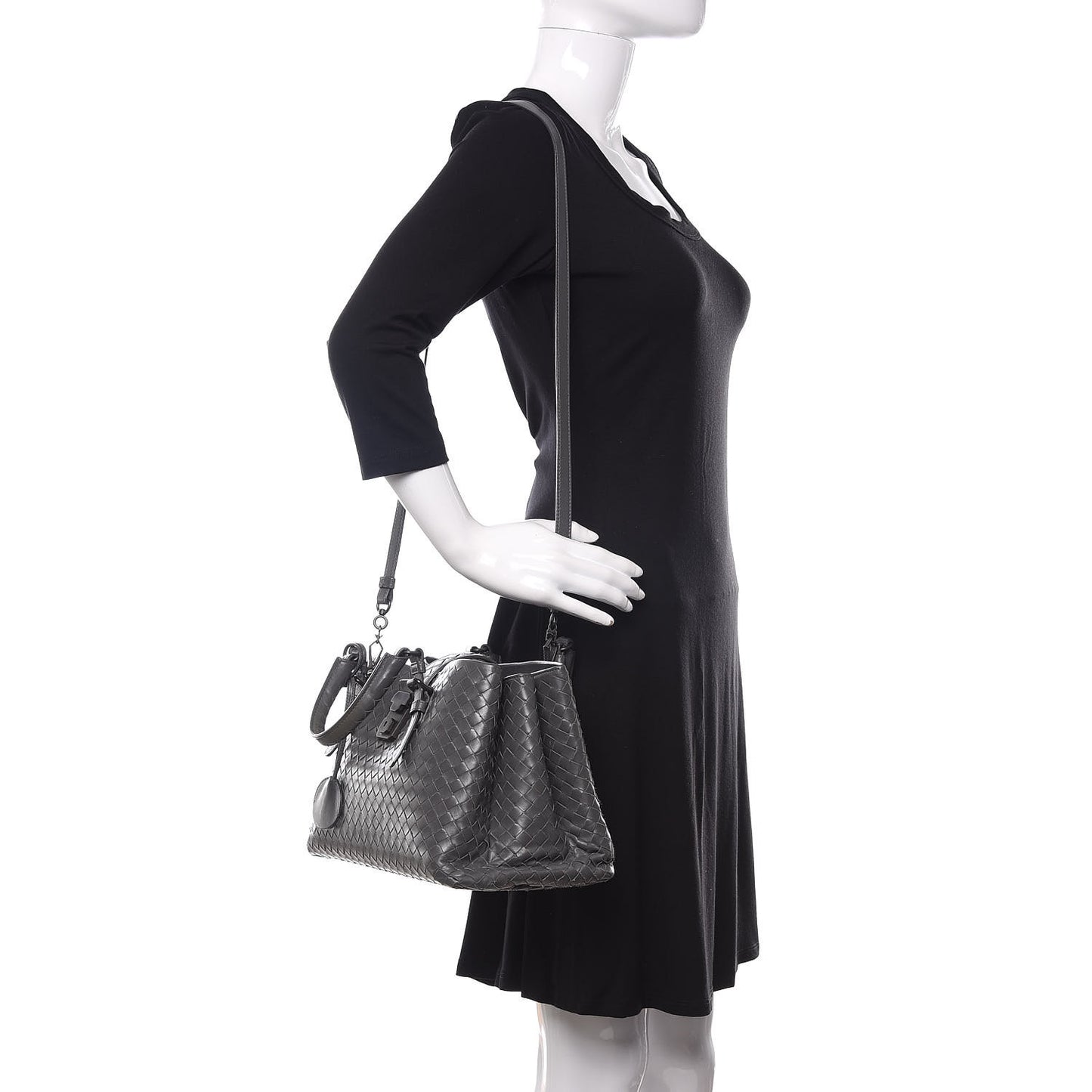 Light Calf Intrecciato Small Roma Light Grey