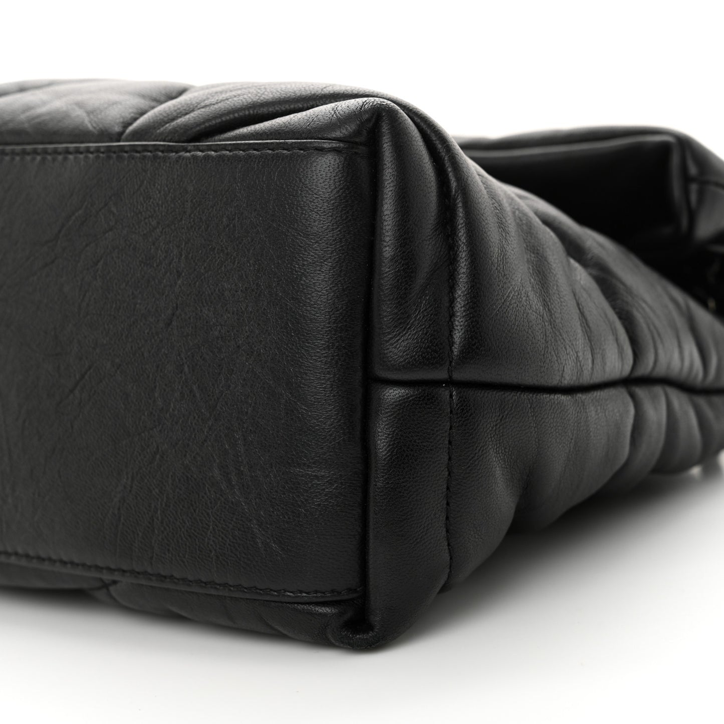 Lambskin Quilted Monogram Monochrome Small Loulou Puffer Chain Satchel Black