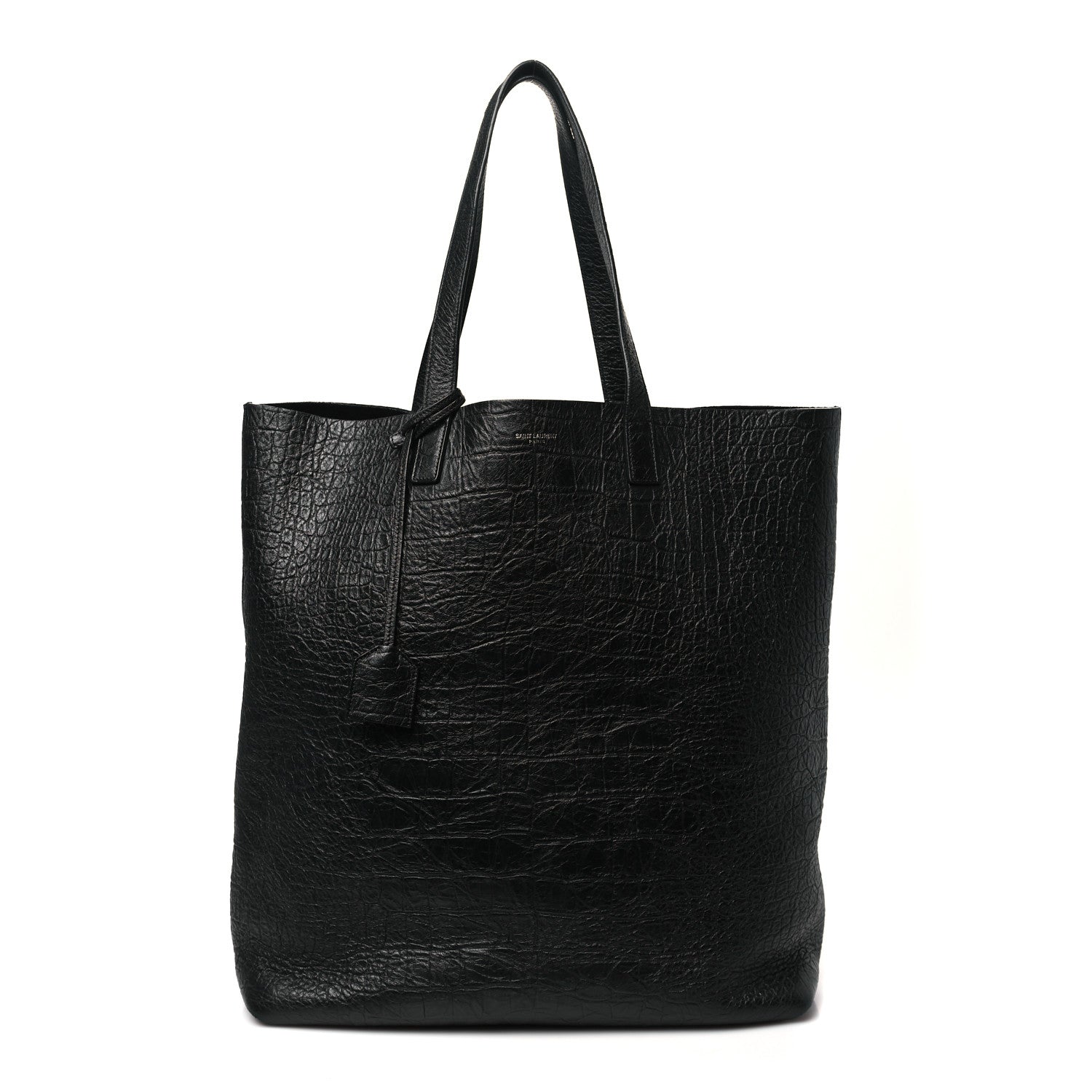 Saint Laurent Calfskin Crocodile Embossed Bold Shopper Tote Black 1 of 10