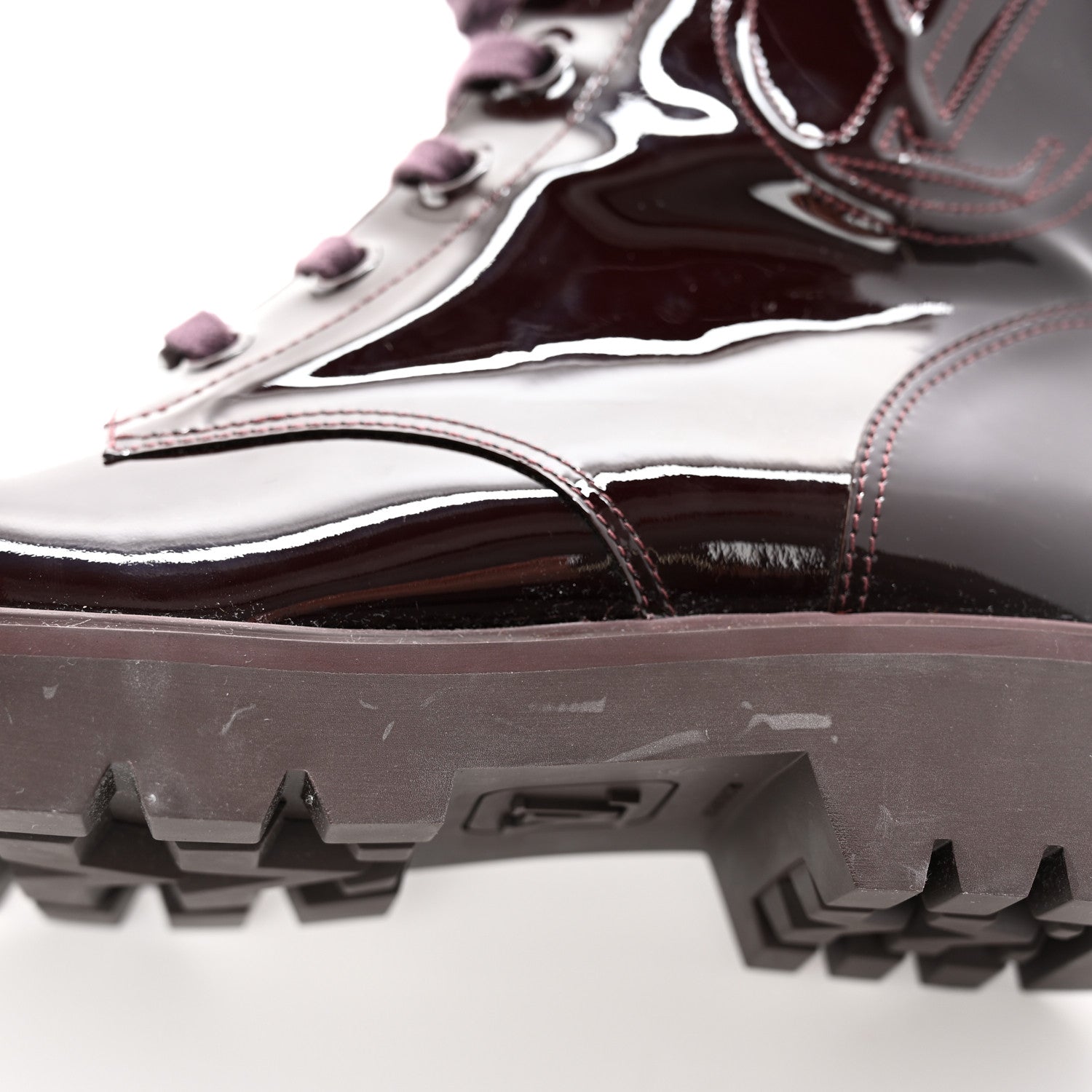 Louis Vuitton Patent Territory Ranger Boots 37.5 Bordeaux 11 of 16
