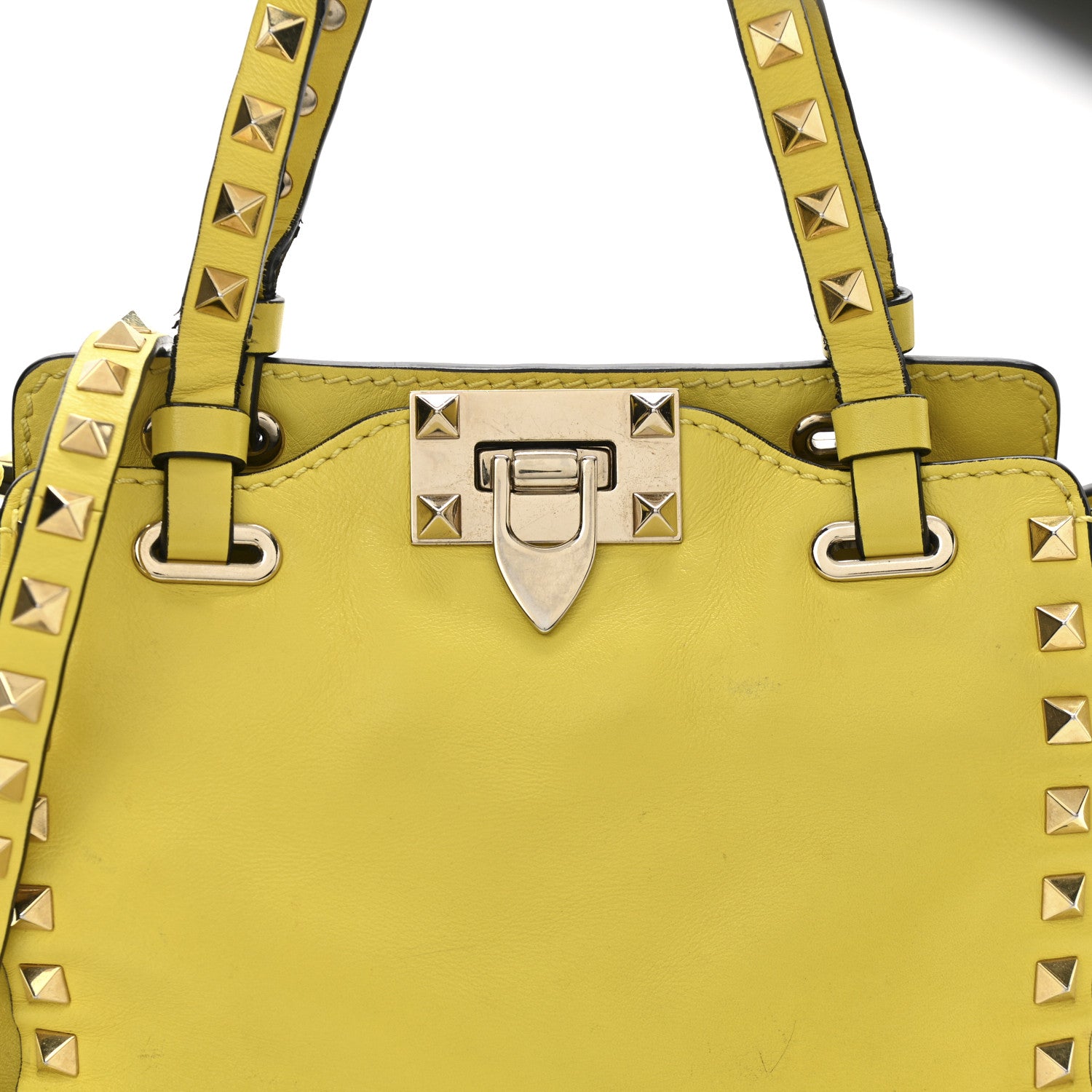 Valentino Garavani Vitello Mini Rockstud Tote Water Yellow 7 of 13