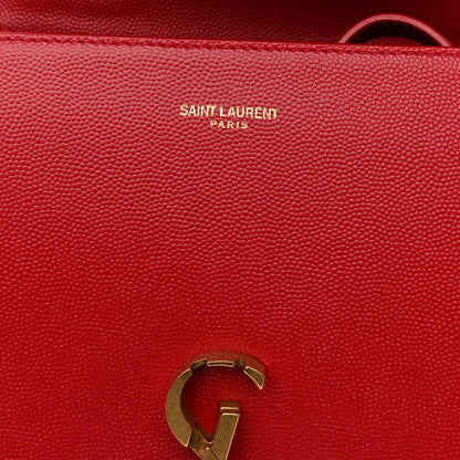 Saint Laurent Grain de Poudre Mini Classic Monogram Cassandra Top Handle Red 6 of 9