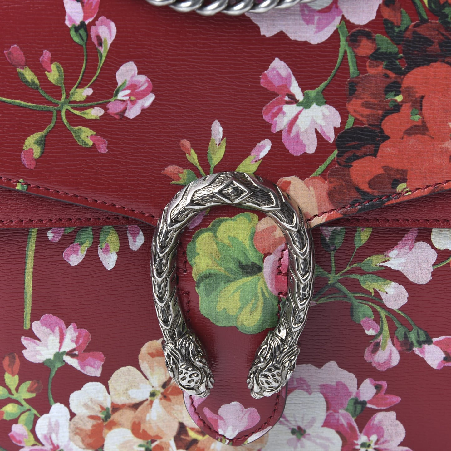 Calfskin Blooms Print Medium Dionysus Shoulder Bag Romantic Cherry Multicolor