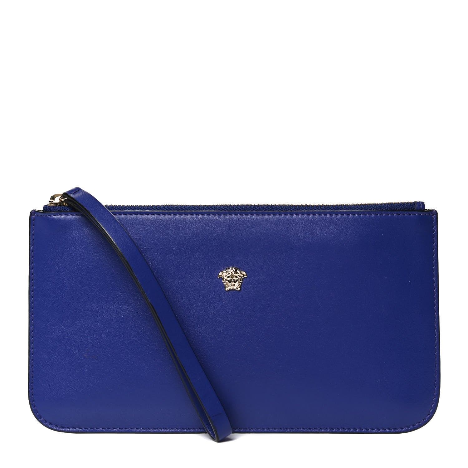 Versace Vitello Medusa Wrist Pouch Blue 1 of 10