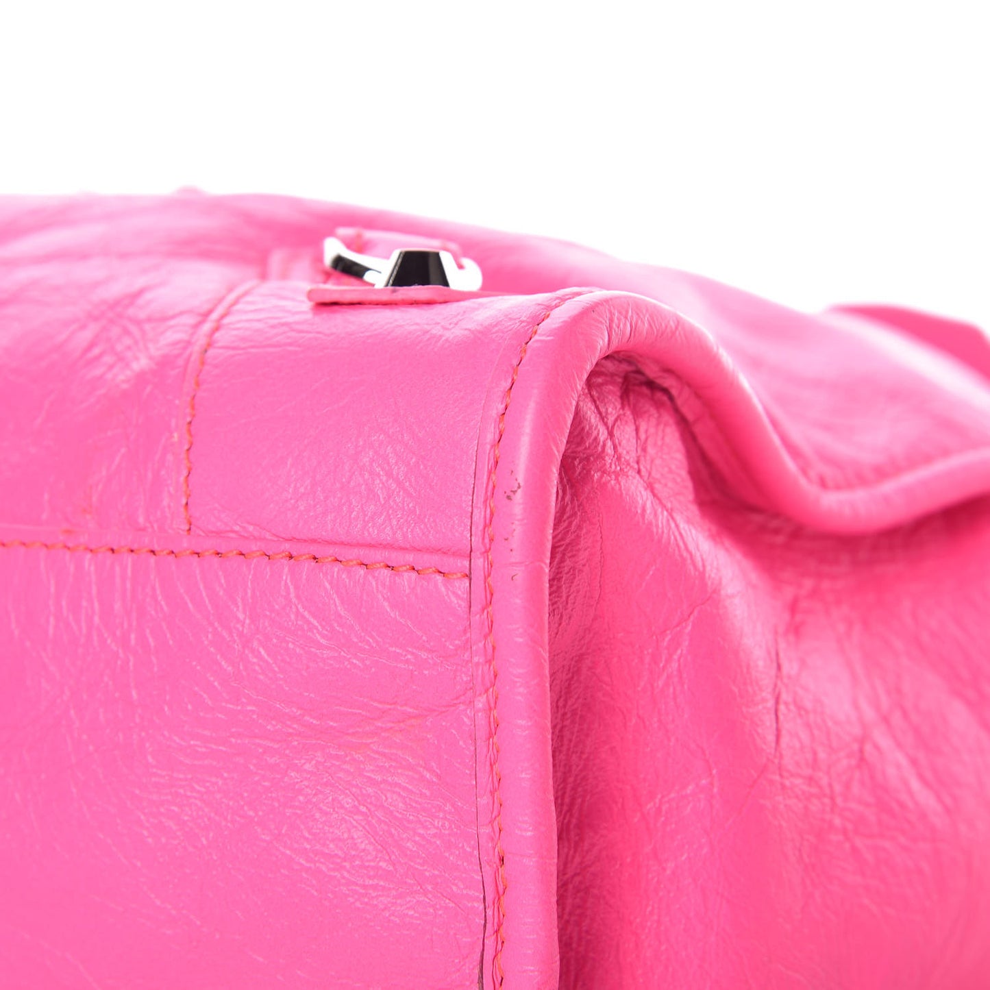 Agneau Classic Silver Hardware City Rose Fluo