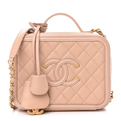 Chanel Caviar Quilted Medium CC Filigree Vanity Case Beige 1 of 11