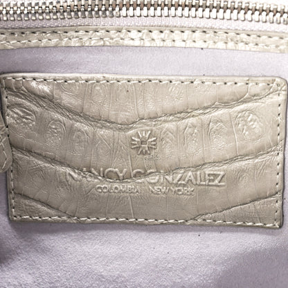 Nancy Gonzalez Lizard Crocodile Small Liza Top Handle Bag Beige 7 of 12