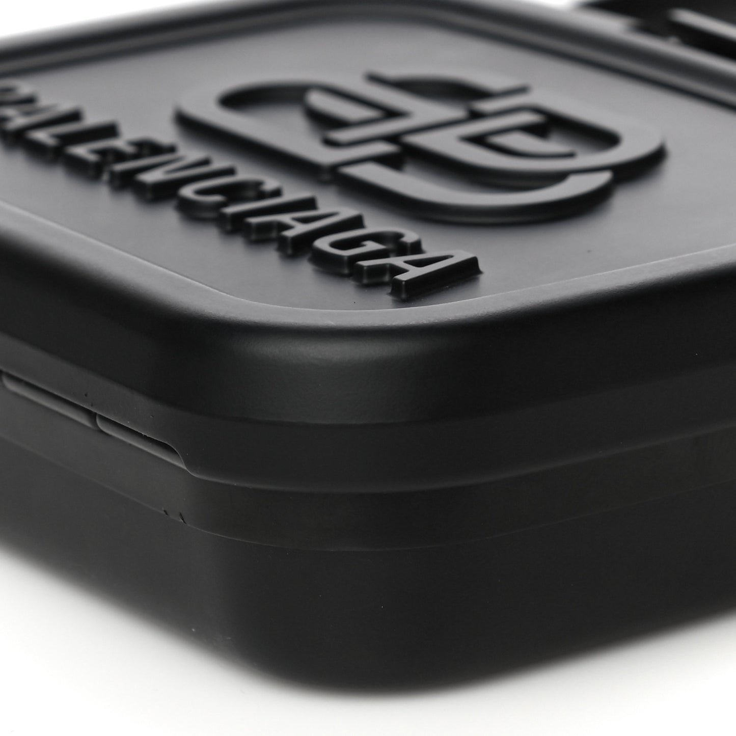 Recycled Plastic Calfskin Embossed Mini Lunch Box Case with Strap Black