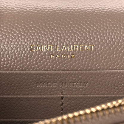 Saint Laurent Grain De Poudre Matelasse Chevron Monogram Envelope Chain Wallet Nude Powder 6 of 9