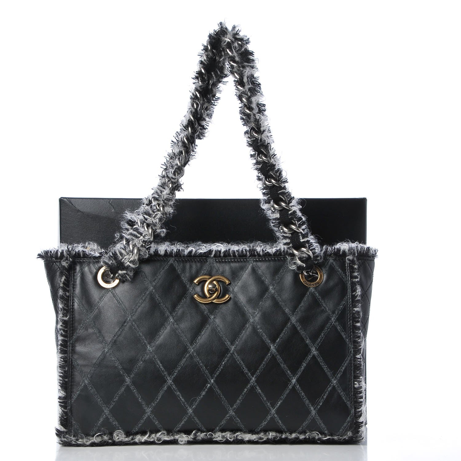 Chanel Tweed Calfskin Tweedy Shopping Tote Black 8 of 8