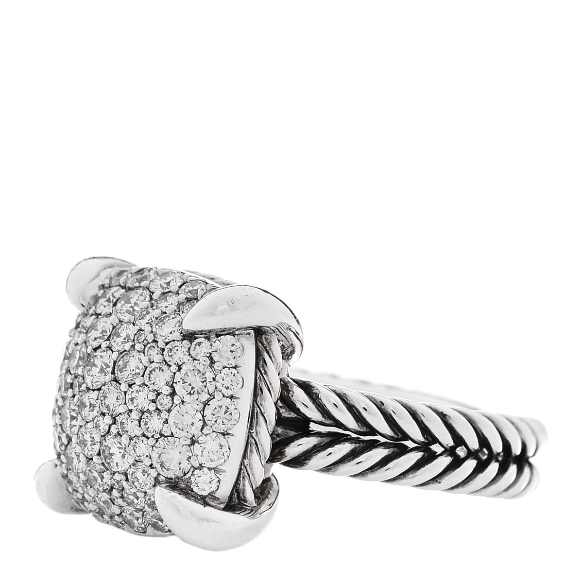 David Yurman Sterling Silver Diamond 14mm Chatelaine Pave Ring 52 6 3 of 5