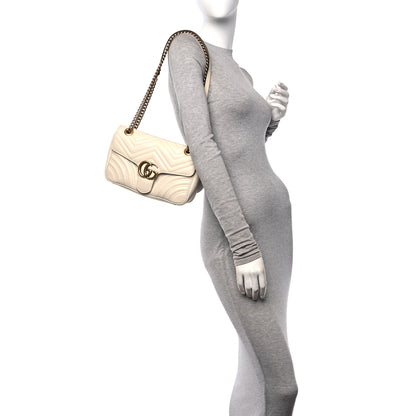 Gucci Calfskin Matelasse Small GG Marmont Shoulder Bag White 2 of 10