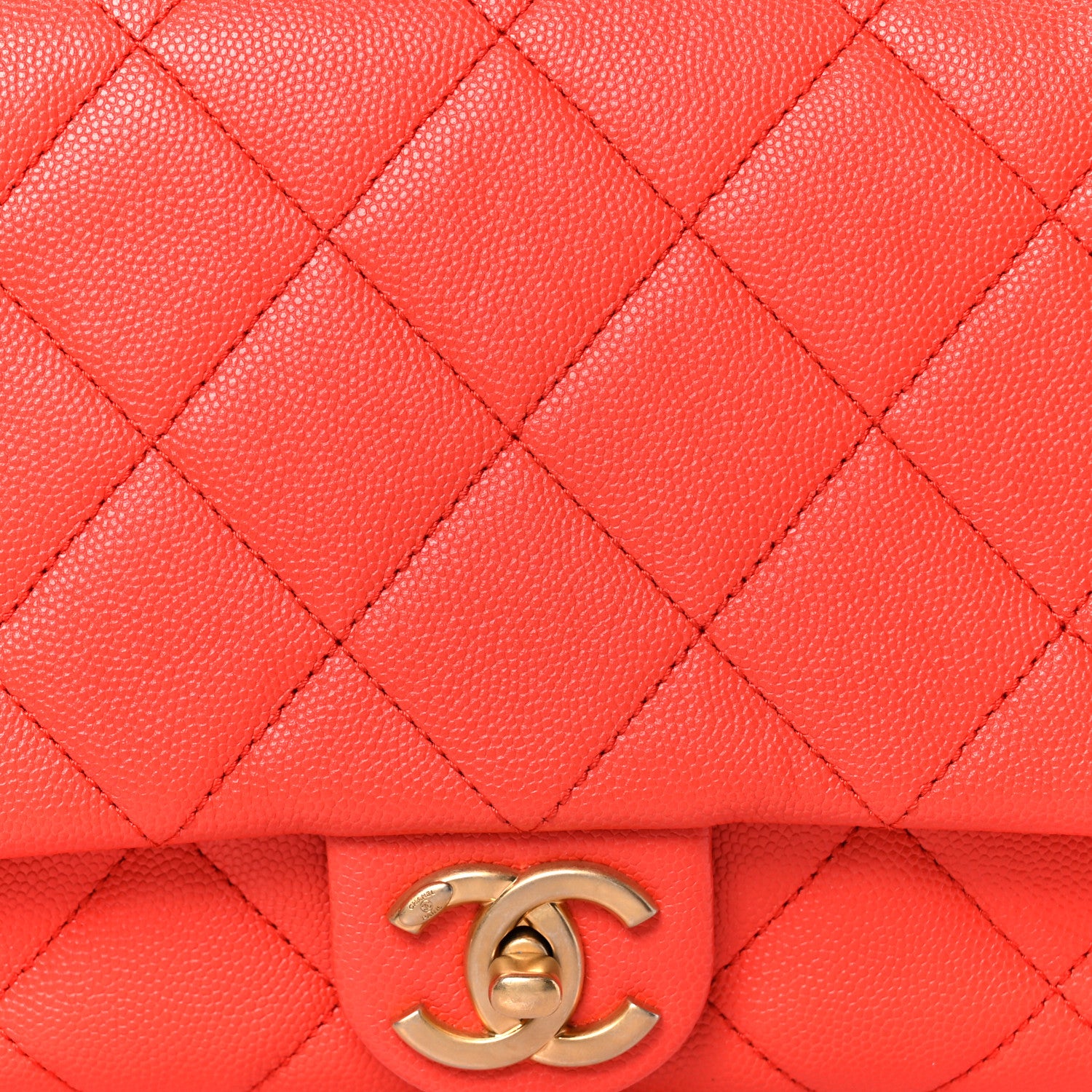 Chanel Caviar Quilted CC Melody Single Flap Orange 9 of 11