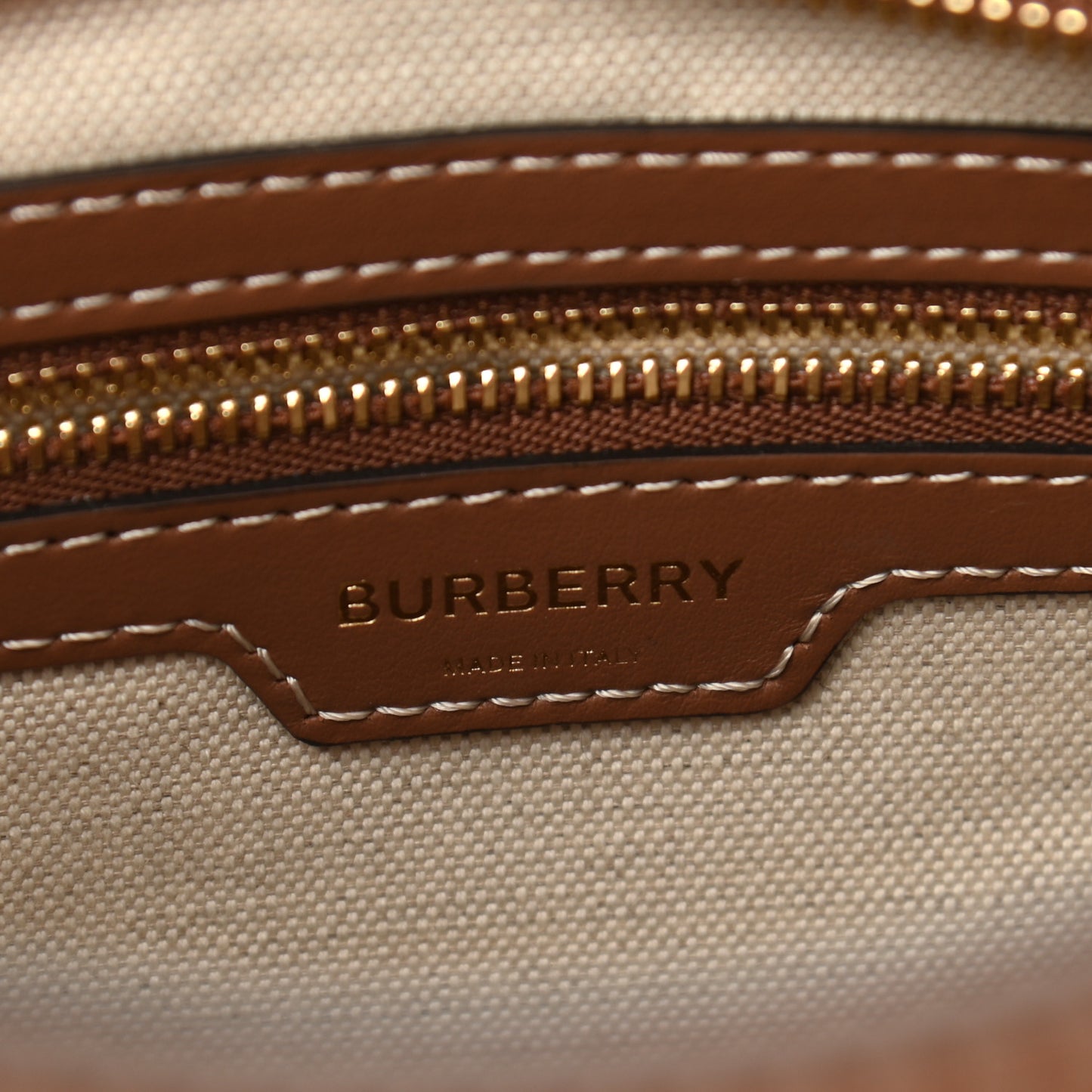 Canvas Smooth Calfskin Two Tone Small Pocket Bag Natural Malt Brown