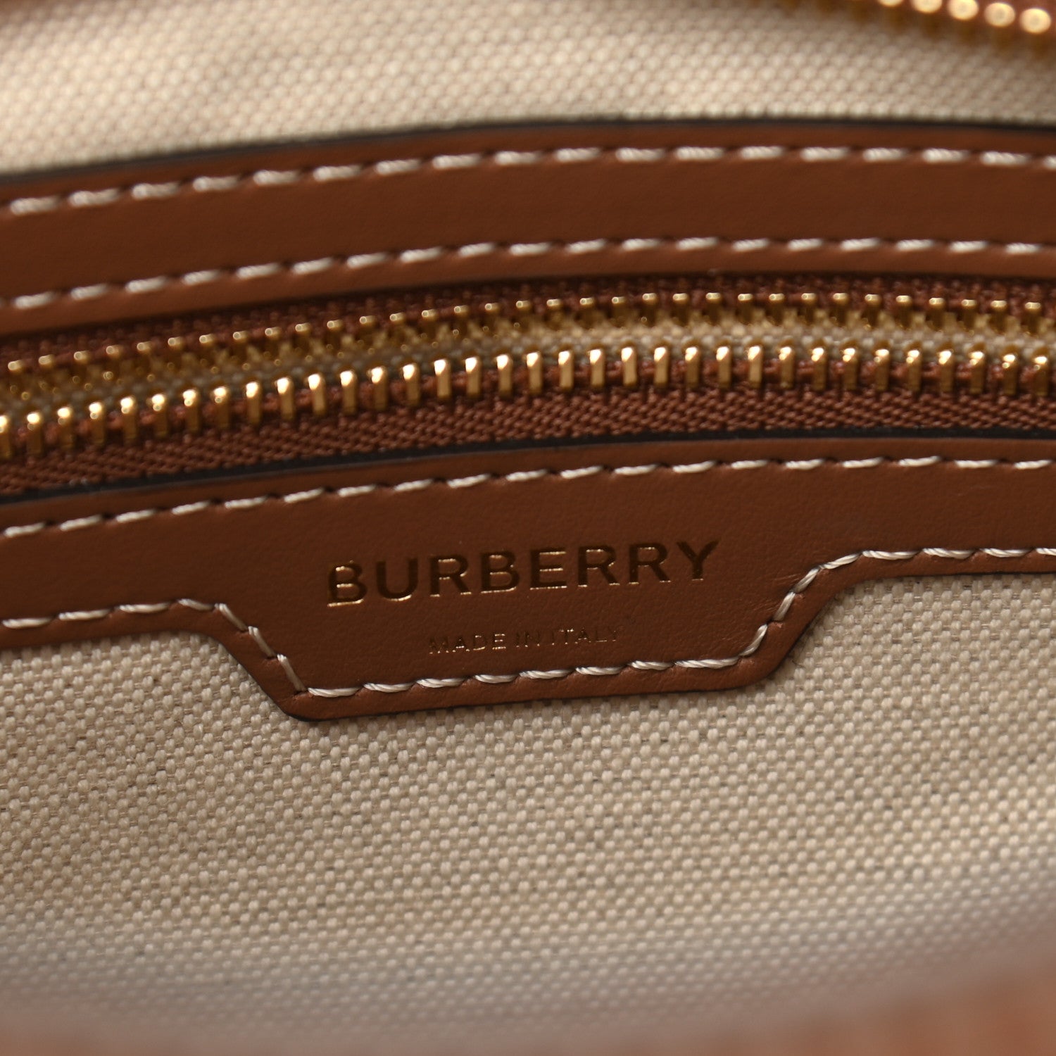 Burberry Canvas Smooth Calfskin Two Tone Small Pocket Bag Natural Malt Brown 5 of 7