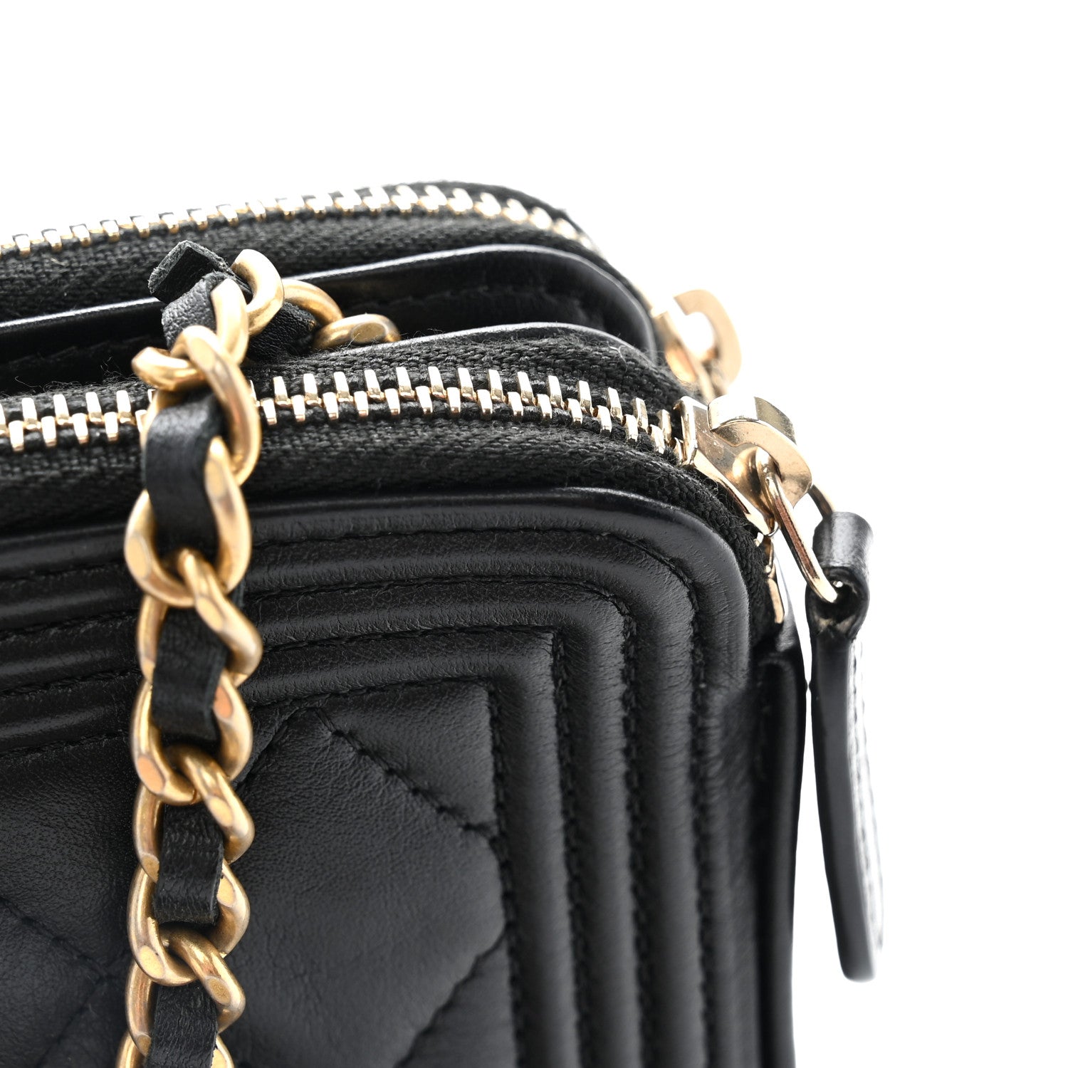 Chanel Lambskin Quilted Small Boy Clutch With Chain Black 13 of 14
