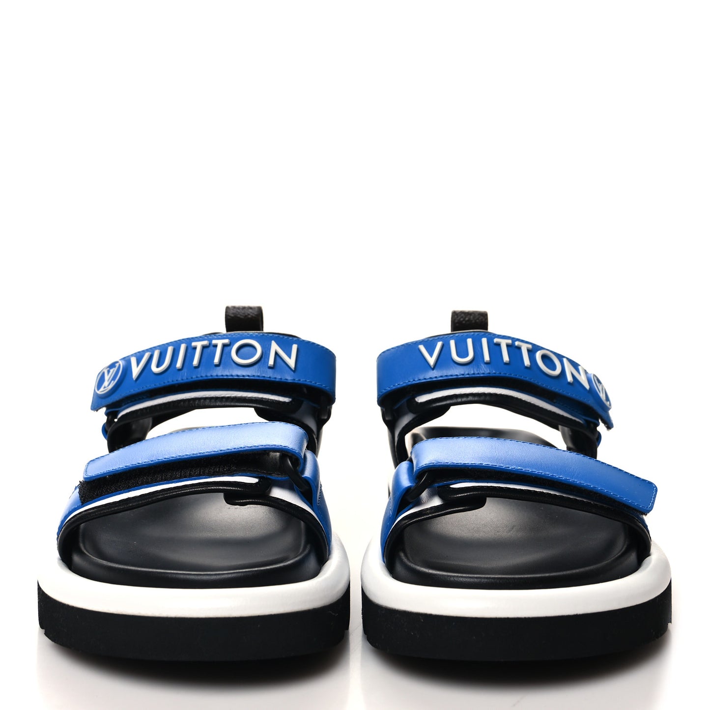 Calfskin Monogram Pool Pillow Flat Comfort Sandals 36 Blue