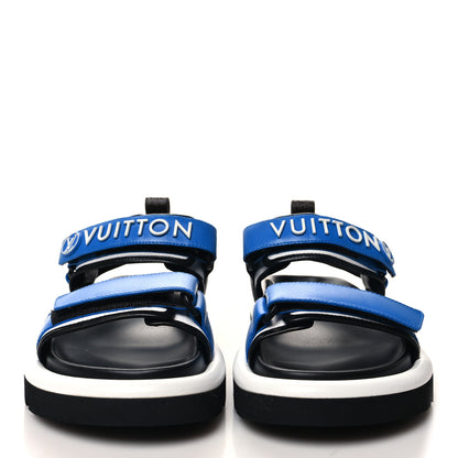 Louis Vuitton Calfskin Monogram Pool Pillow Flat Comfort Sandals 36 Blue 2 of 8