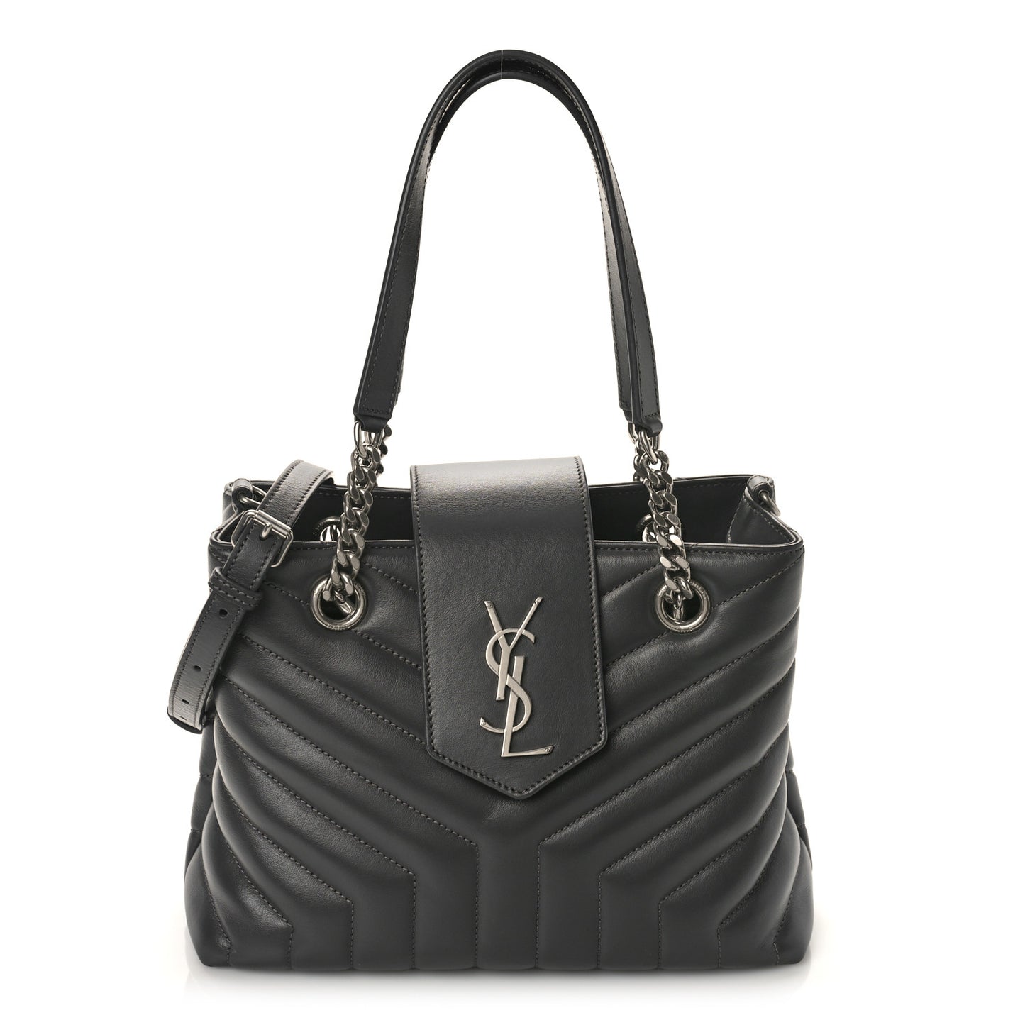 Calfskin Y Quilted Monogram Small Loulou Shopper Grey