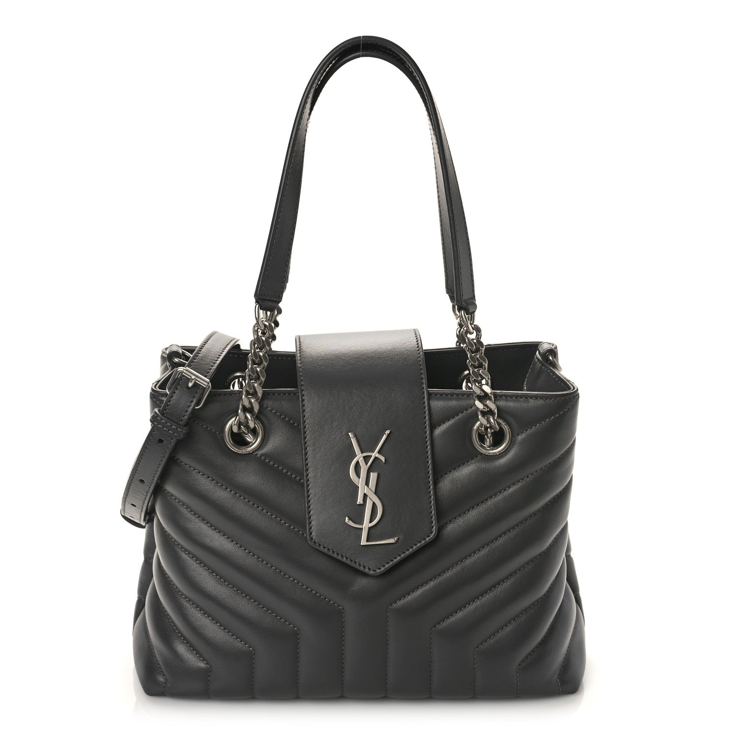 Saint Laurent Calfskin Y Quilted Monogram Small Loulou Shopper Grey 1 of 9