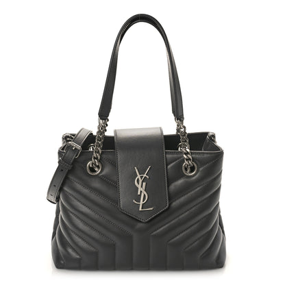 Saint Laurent Calfskin Y Quilted Monogram Small Loulou Shopper Grey 1 of 9